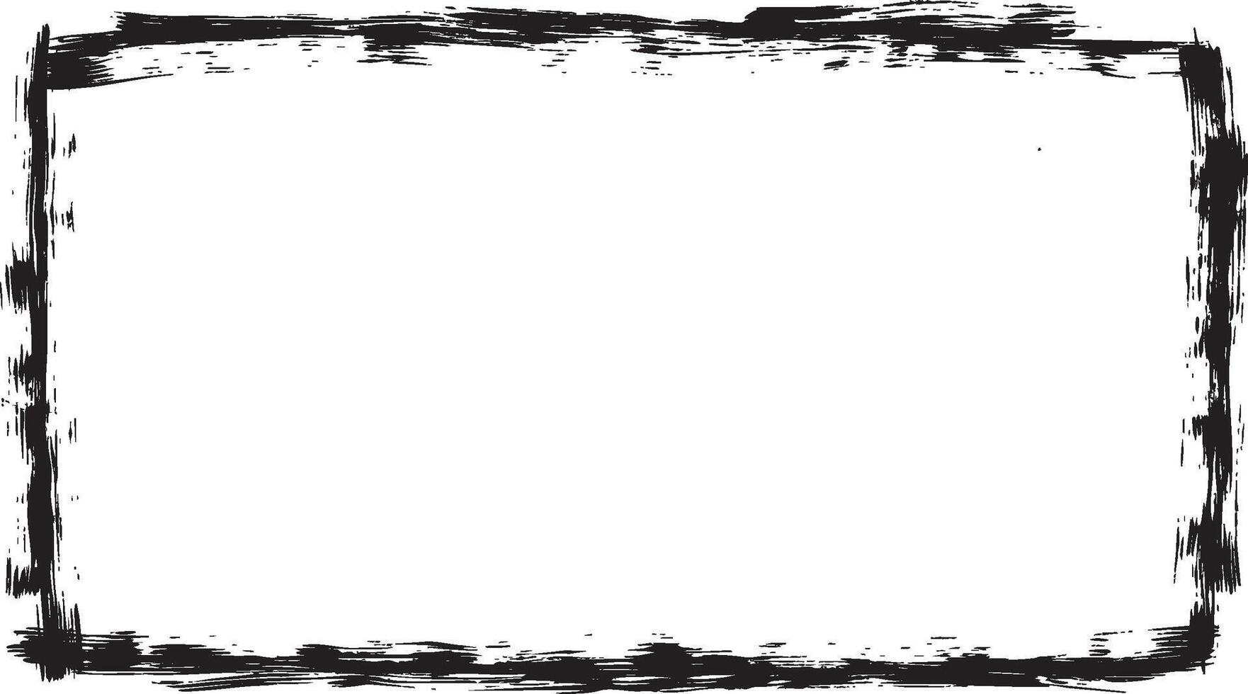 Horizontal grungy texture border frame painted with rough brush strokes on transparent backdrop vector