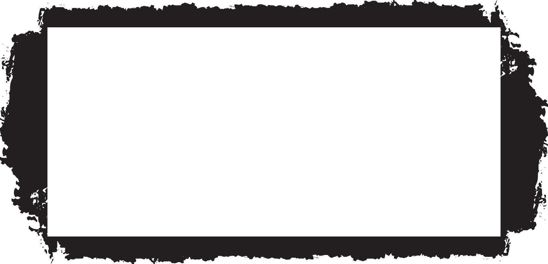 Grunge black rectangular frame brush stroke border element distressed rough texture paint background design vector