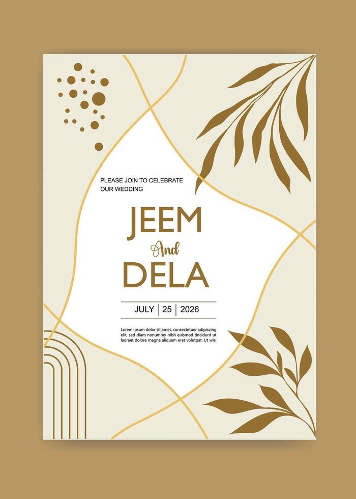 Modern Botanical Wedding Invitation Card vector