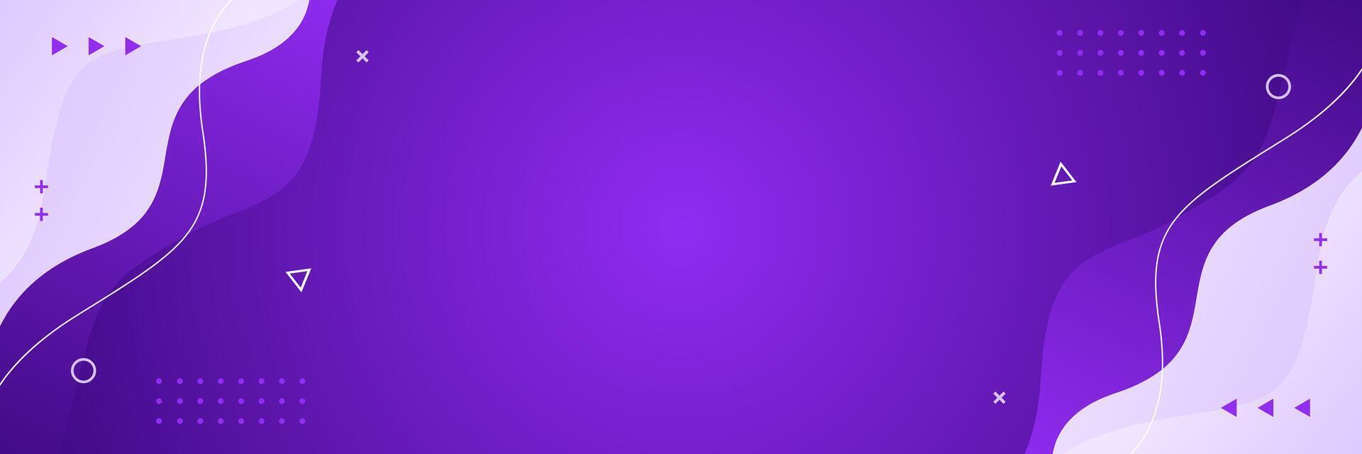 Abstract purple gradient wave banner background with geometric elements vector
