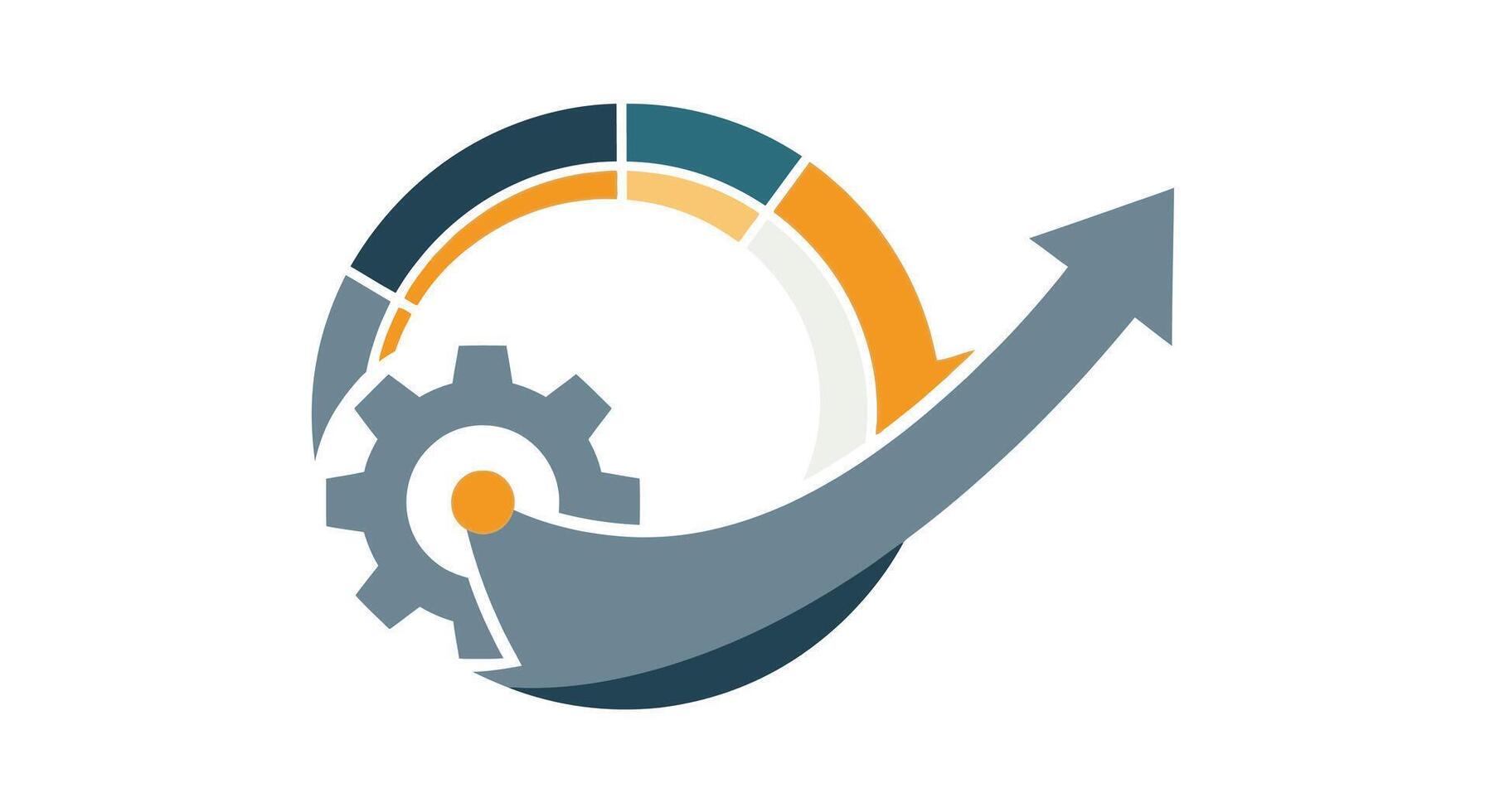 Gear and arrow symbolizing progress and growth in business vector