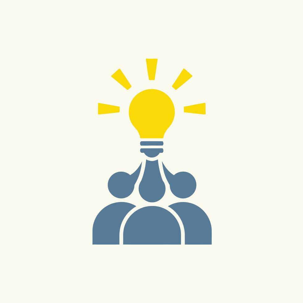 A Teamwork and collaboration leading to a bright idea, symbolizing innovation and shared creativity in a business setting vector
