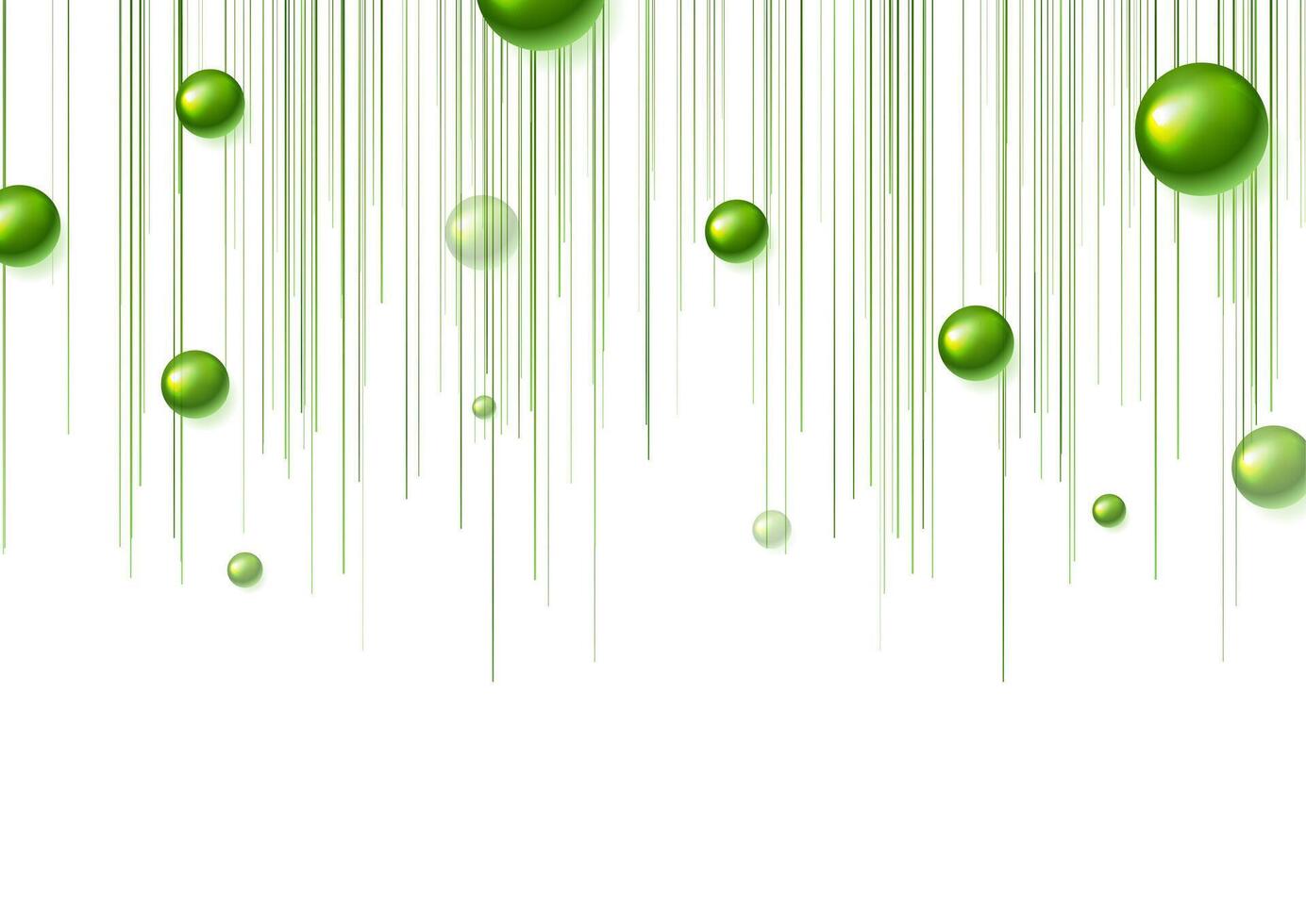 Green glossy spheres and minimal lines abstract concept background vector
