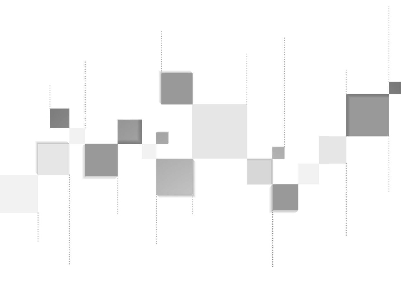 Abstract geometric tech minimal background with grey squares and dotted lines vector