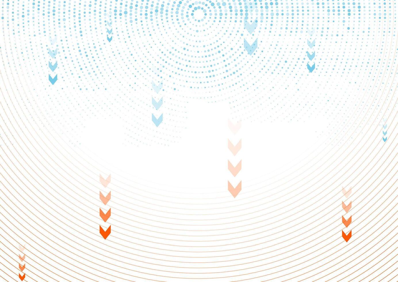 Technology background with round lines, halftone dots and arrows vector