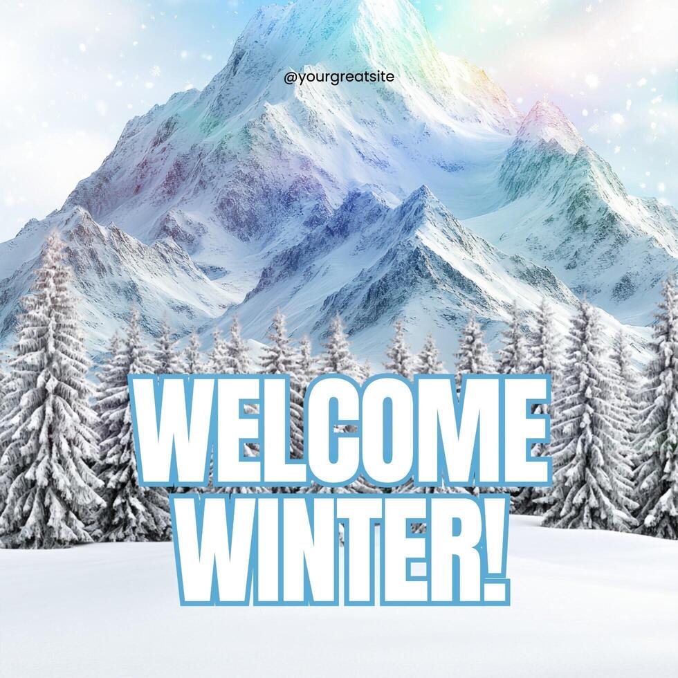 welcome winter photo overlay greeting card template