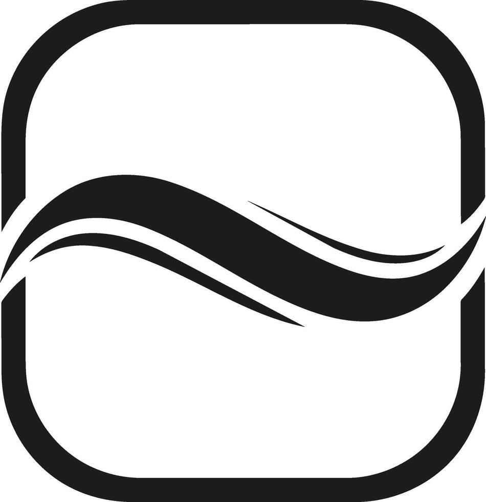 Abstract Wave Icon in Rounded Square Frame. vector