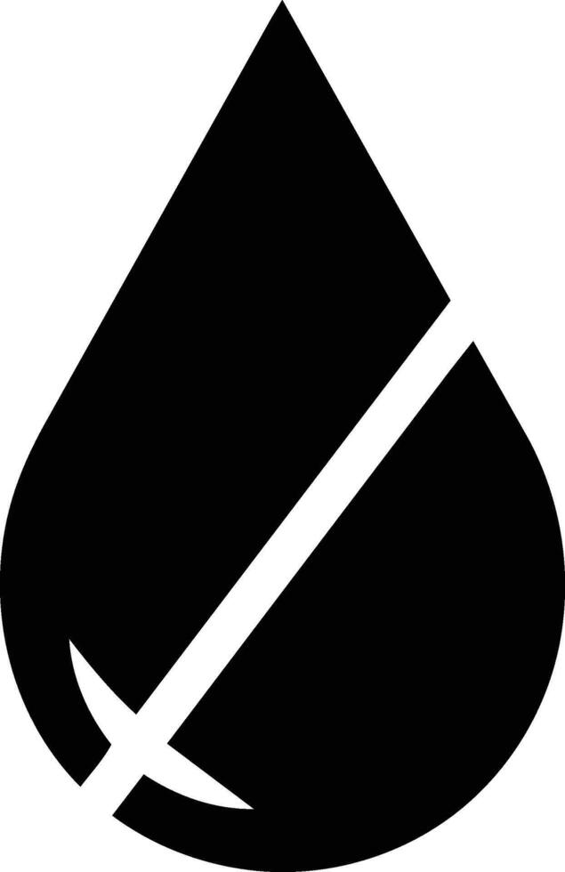 Abstract black and white water drop with a diagonal line through it, representing purity and essential liquid. vector