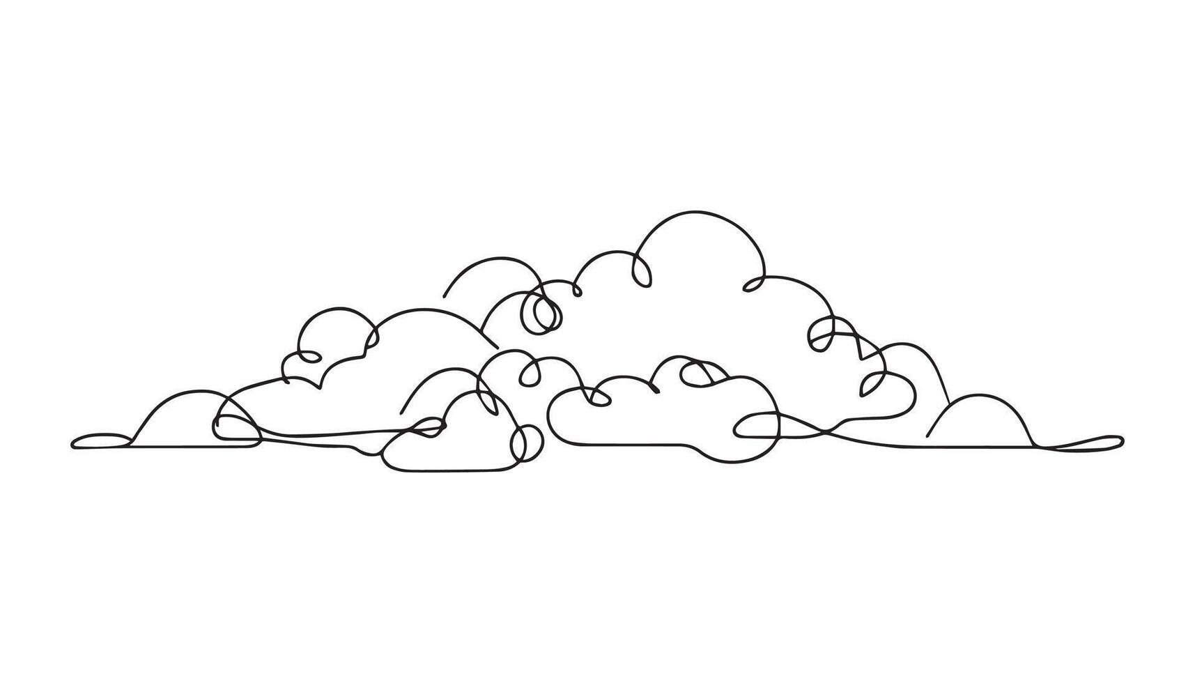 continuous line drawing of clouds on a white background vector