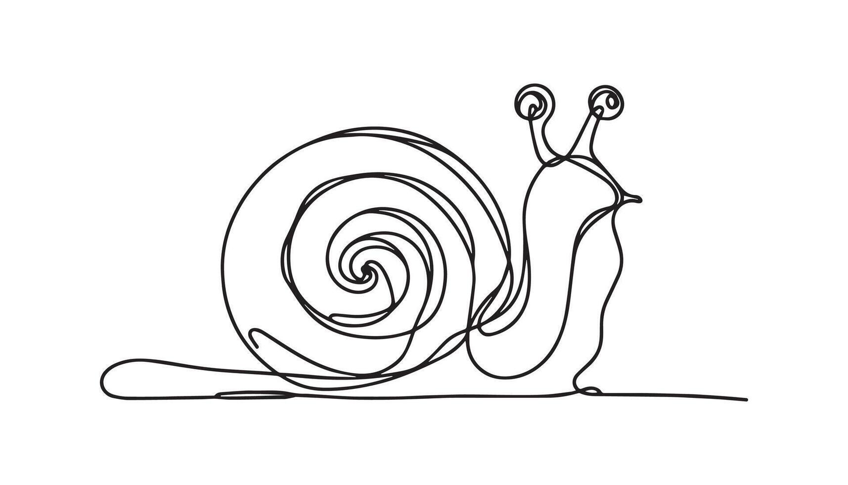 continuous line drawing of a snail on a white background vector