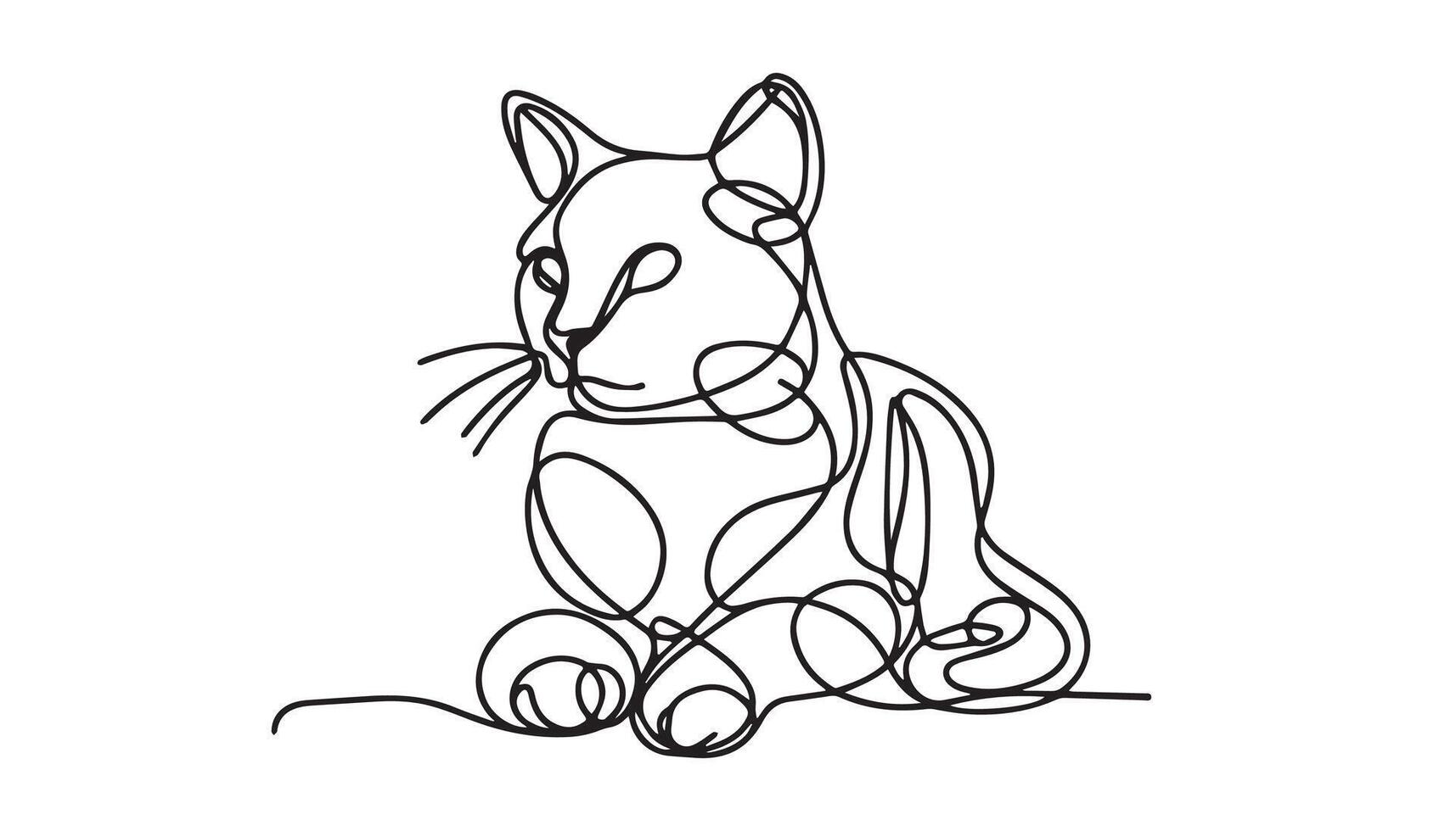 a continuous line drawing of a cat in white background vector