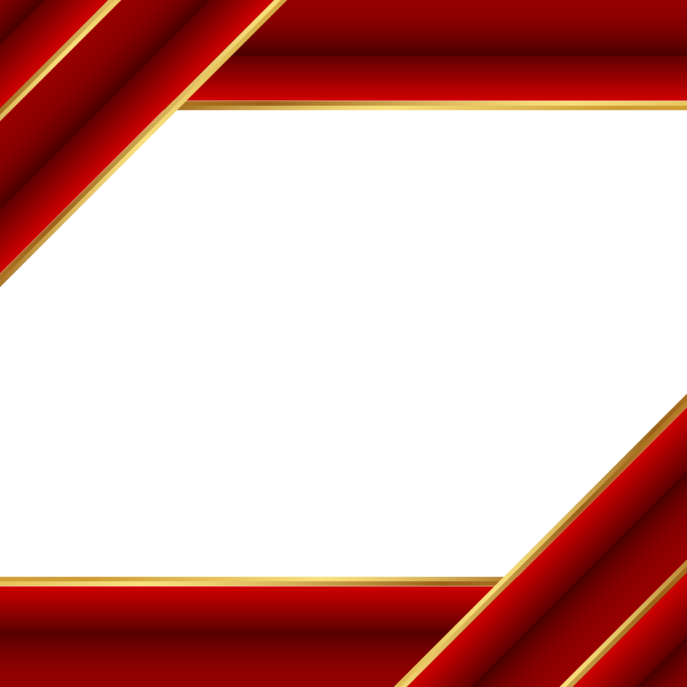 Dynamic red corner frame featuring sharp angles and glowing golden light rays png