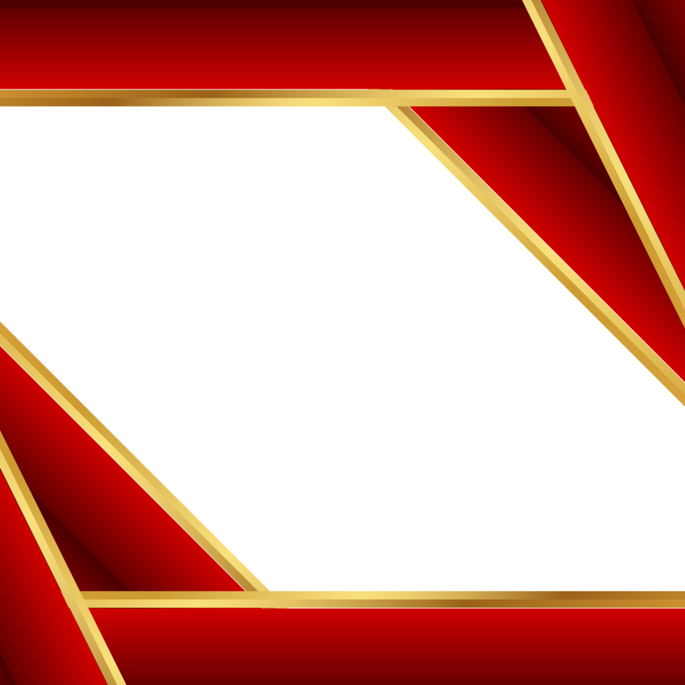 Dynamic red corner frame featuring sharp angles and glowing golden light rays ideal for energy-themed design templates png