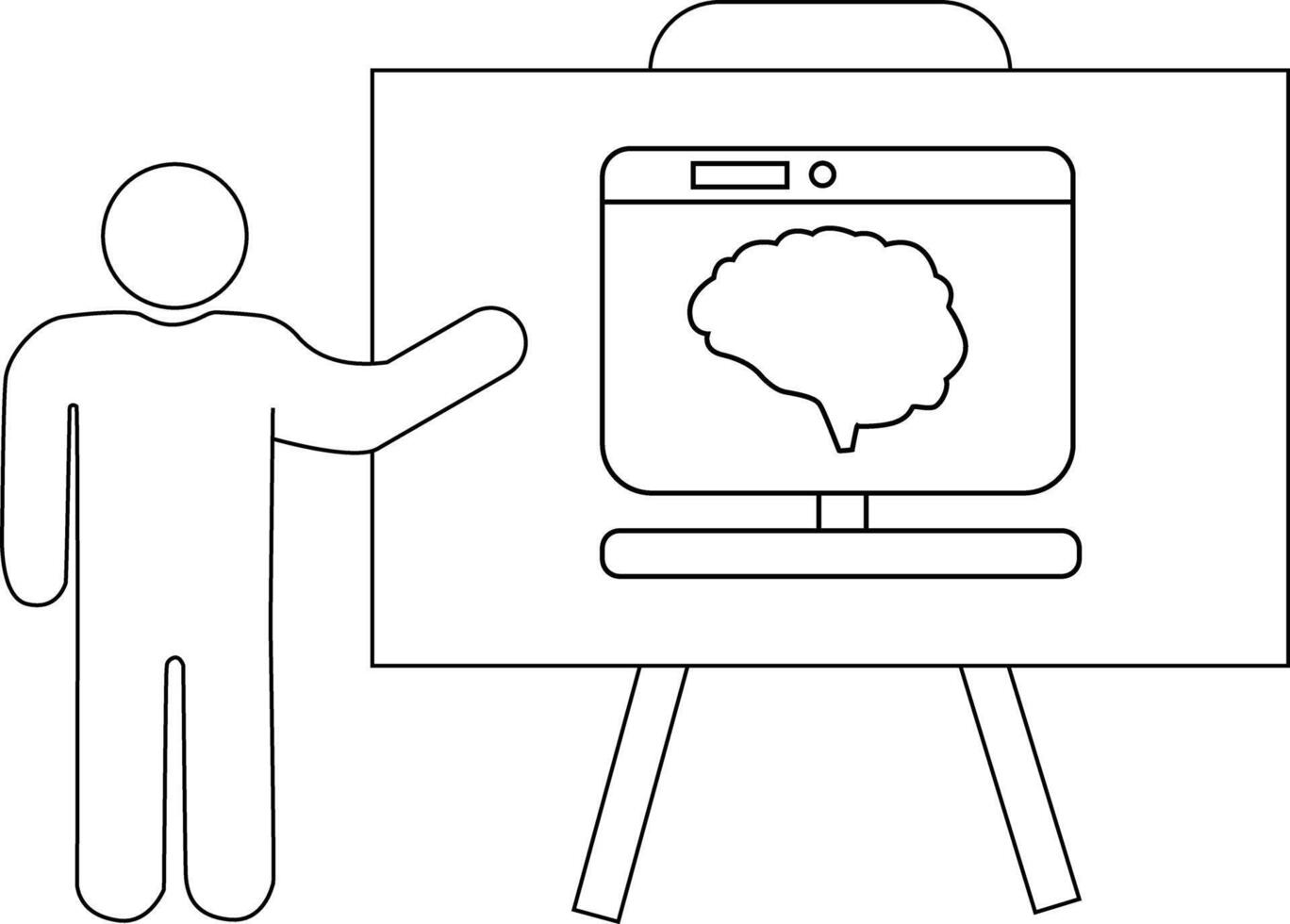 A person stands by a whiteboard displaying a monitor with a brain image on it vector