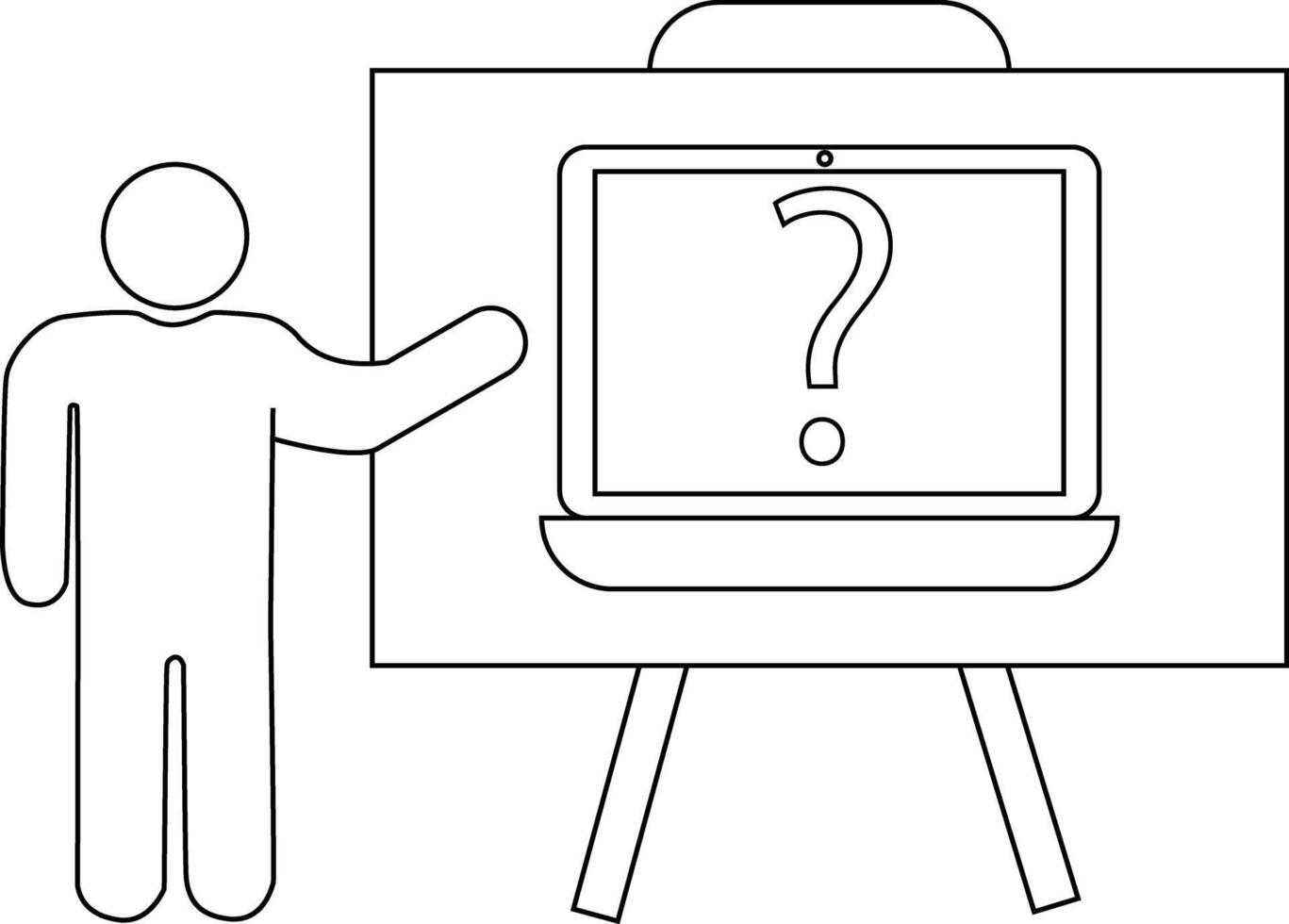 un figura puntos a un pregunta marca en un ordenador portátil en un estar vector