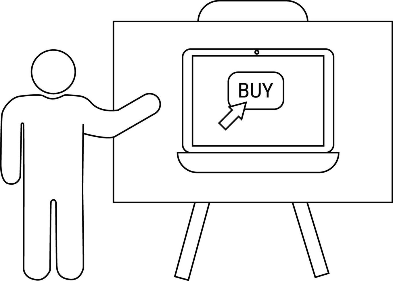 un figura regalos un pantalla mostrando un comprar botón con un cursor en eso vector