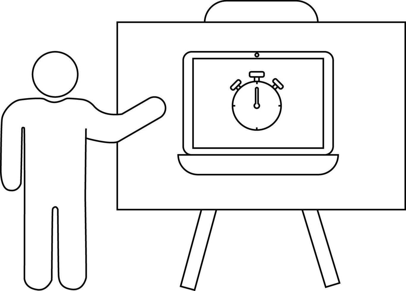 Presentation Person presents laptop with timer on a stand vector