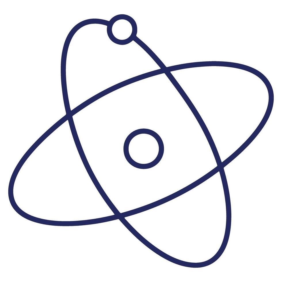 Modern Line Art Depiction of an Atom Model for Science and Technology Concepts and Discoveries vector