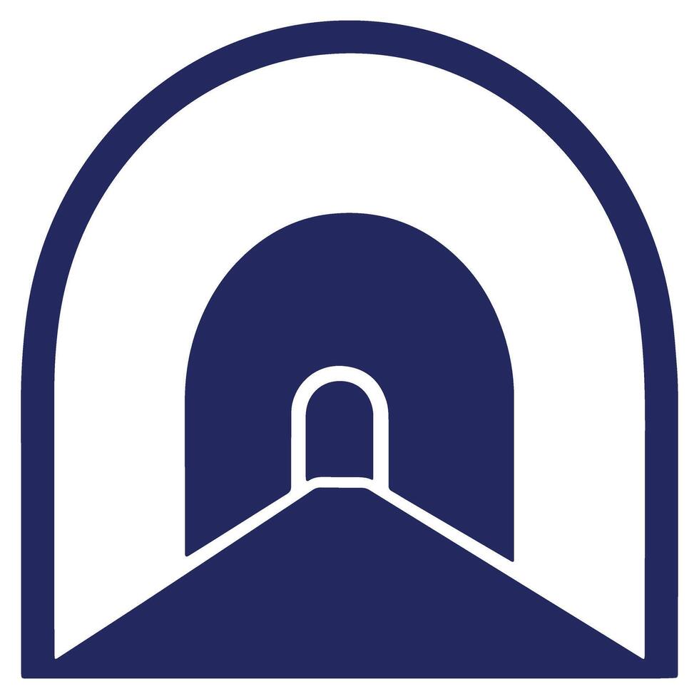 Stylized Tunnel Entrance in Blue and White Minimalist Design Creating a Sense of Depth and Perspective vector