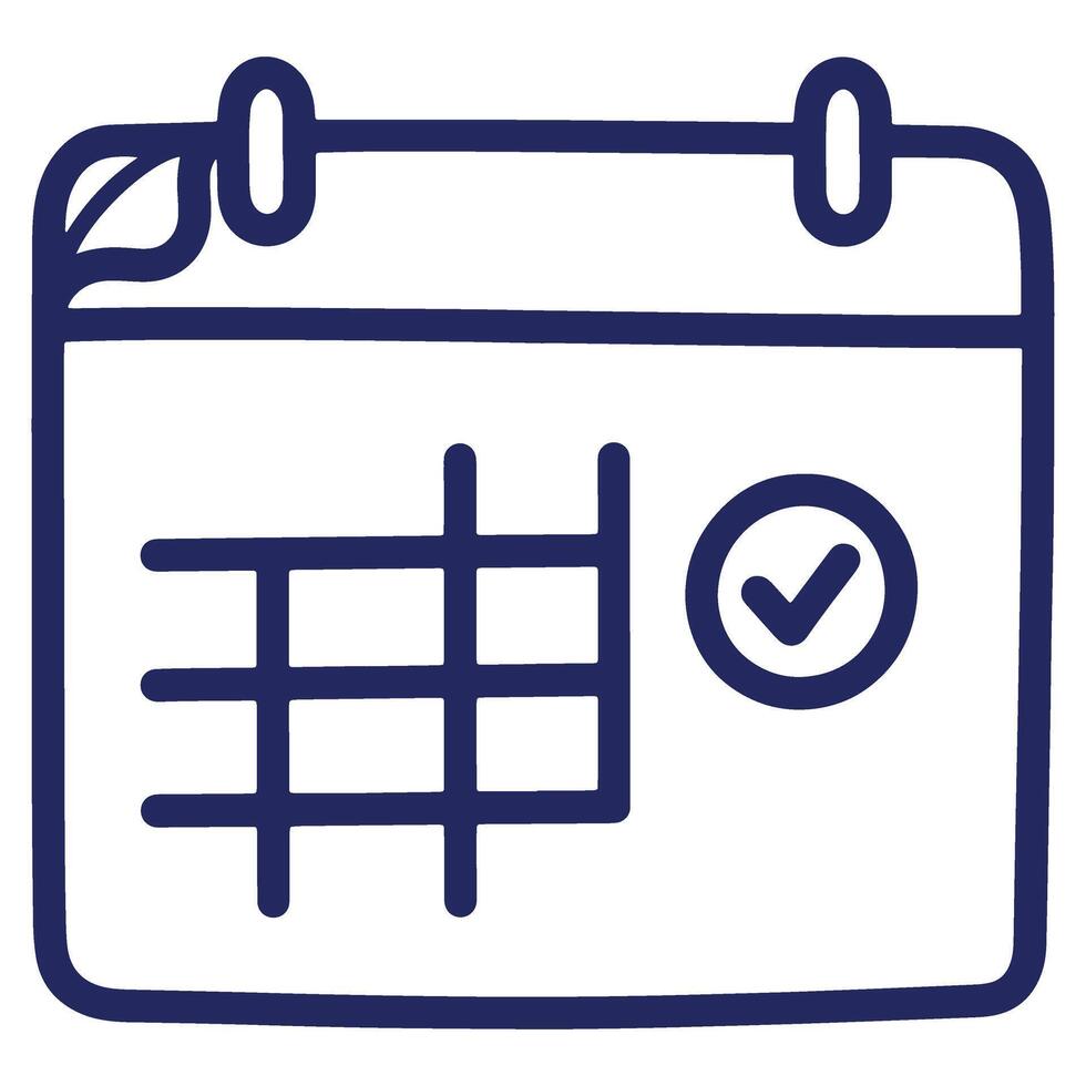 Simple calendar icon with check mark emphasizing organization scheduling and event management for business or personal life planning vector