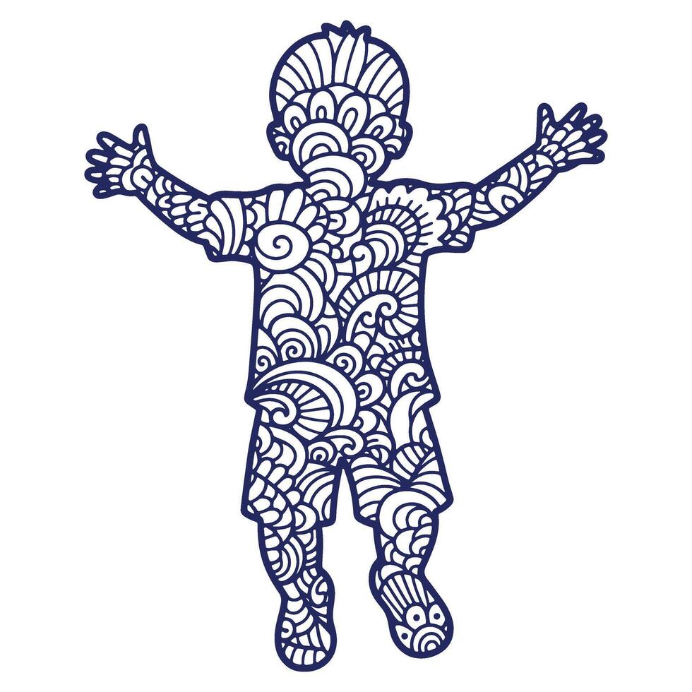 Whimsical boy silhouette filled with intricate doodle art patterns perfect for creative projects and designs that need a touch of imagination vector