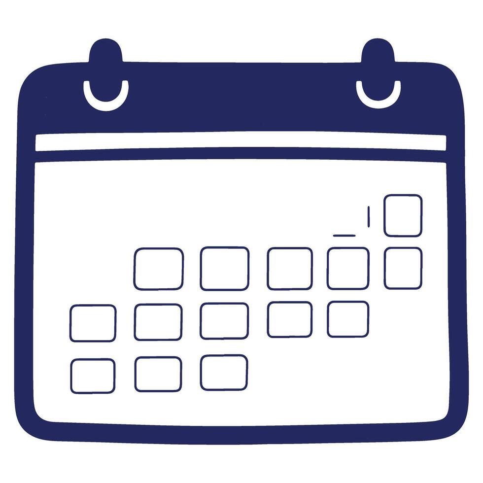Simple Navy Blue Calendar Icon for Schedule Planning and Important Date Reminders with Space for Notes and Customization vector
