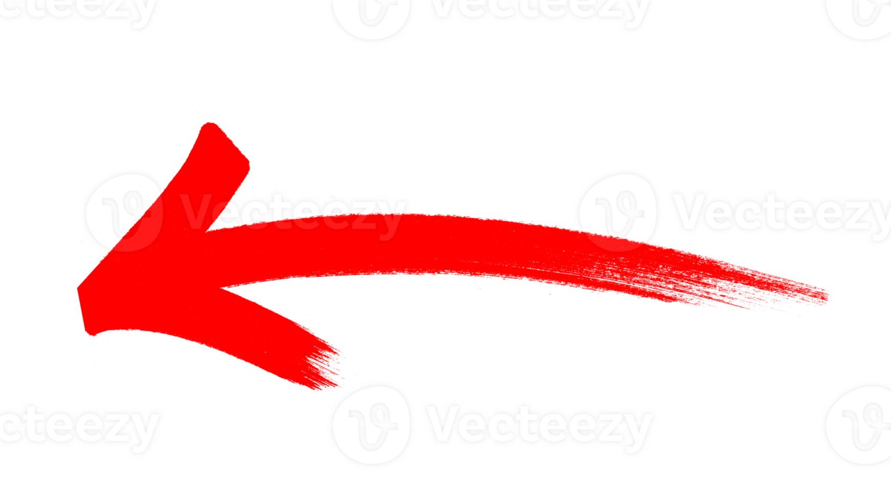 A bold, textured red arrow, drawn by hand and sweeping left. Perfect for calls to action, marking errors, or indicating direction. png