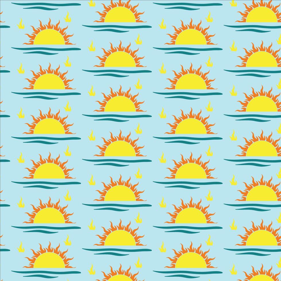 Sunrise from Clouds Pattern Background Design for Textile vector