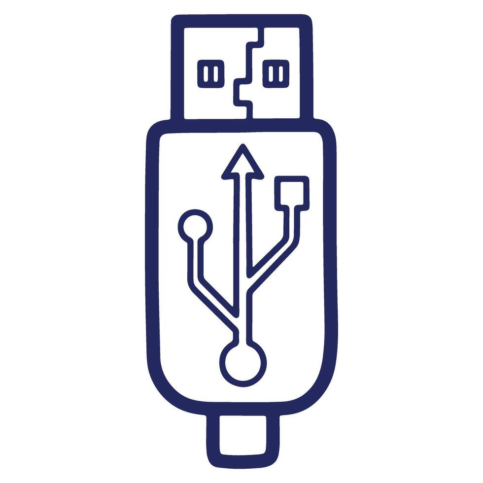 Simple USB connector icon design for data transfer and storage illustration and outline element for websites and graphics representing computer technology vector