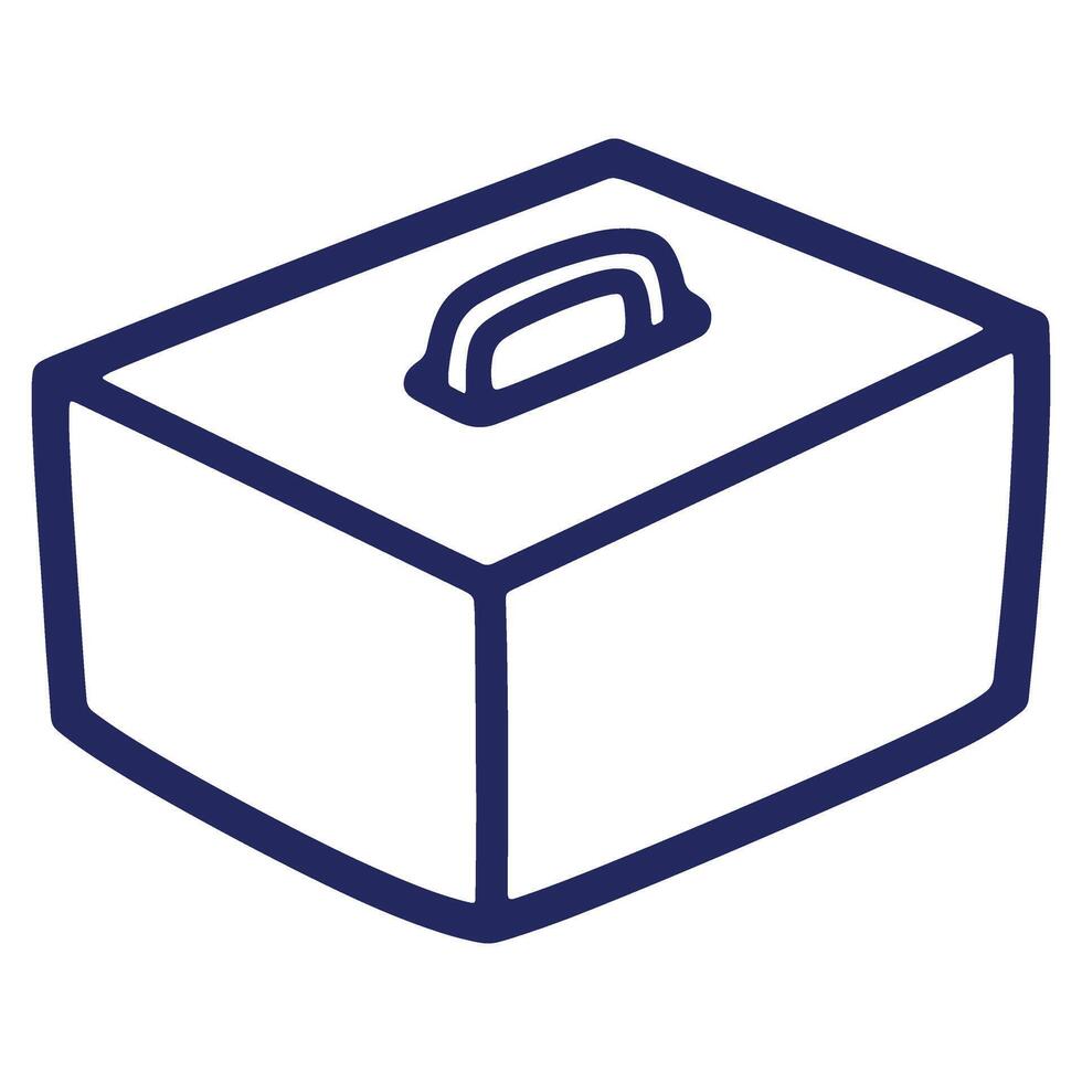 Blue Outline of a Simple Box with a Handle Top View Minimalist Illustration Style for Graphic Resources vector