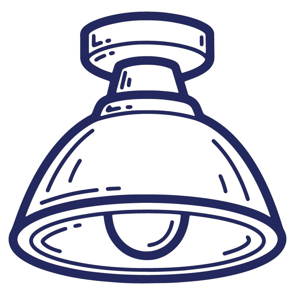 Ceiling Light Fixture in Dark Blue Outline Providing Illumination to Interior Spaces with a Modern Design vector