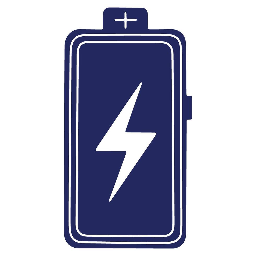 Battery Icon Illustration for Energy Resources and Technology Concepts in a Blue Design on White Background vector