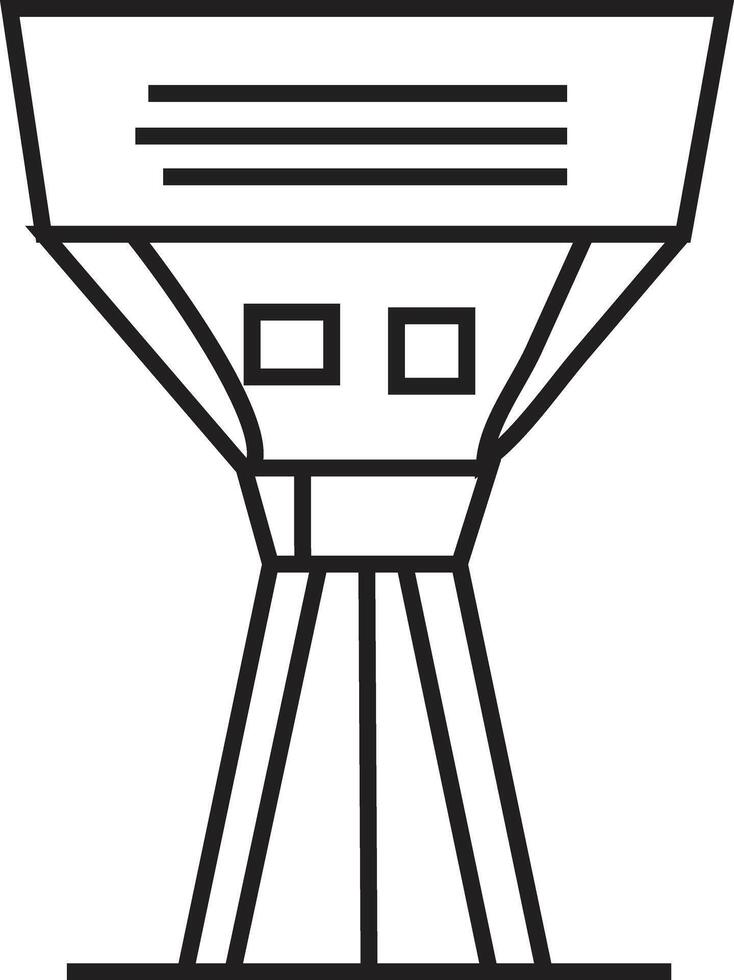 Minimalist Line Icon of a Futuristic Observation Tower, Viewing Deck, or Communication Landmark Structure vector