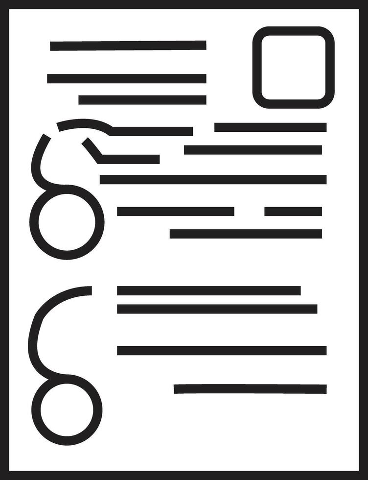 Abstract Line Art Icon of an Administrative Document, Form, or Checklist with Placeholder Text vector