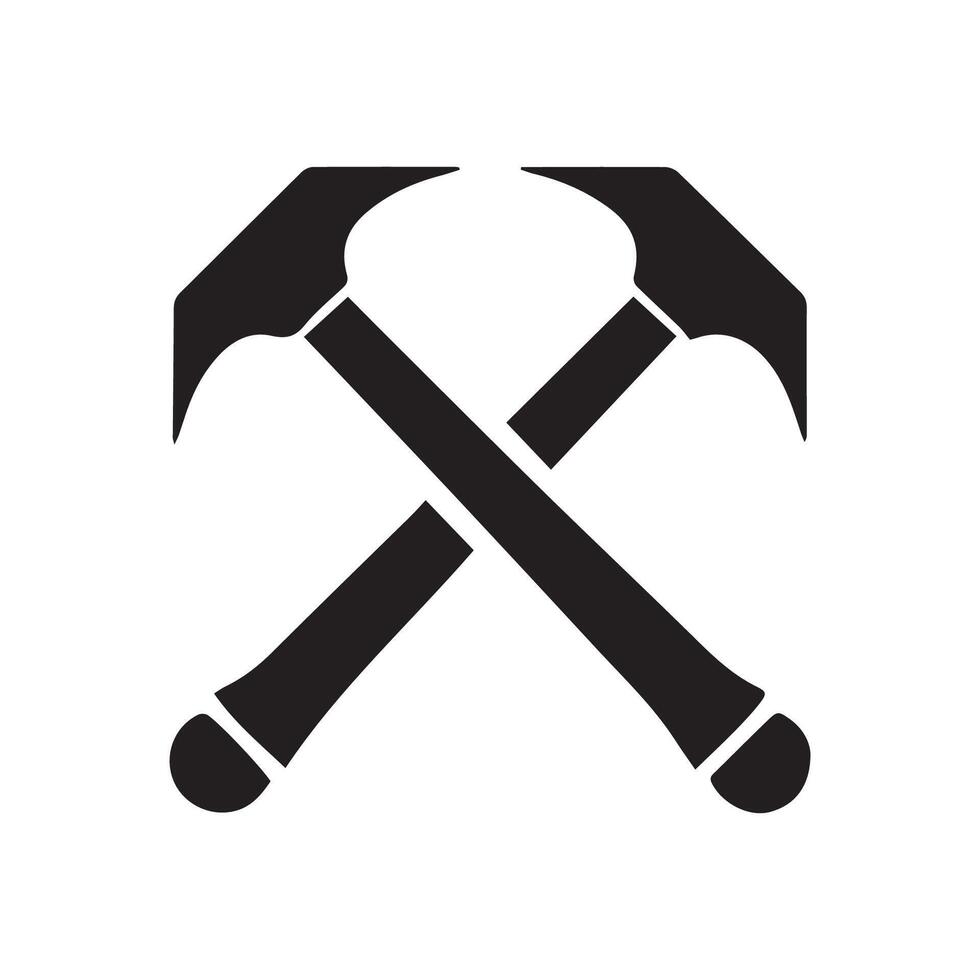 Modern Black Crossed Hammer Design Showing Craftsmanship Balance and Simplicity vector