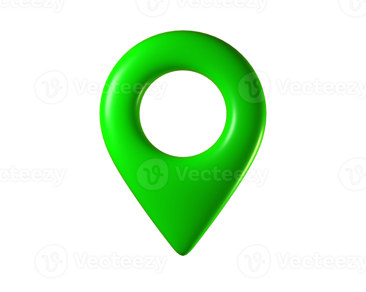 3d Green Map Pin and Geolocation Marker for Navigation Apps, Maps, GPS, and Location services. Location pin icon. GPS pins. 3d render. png