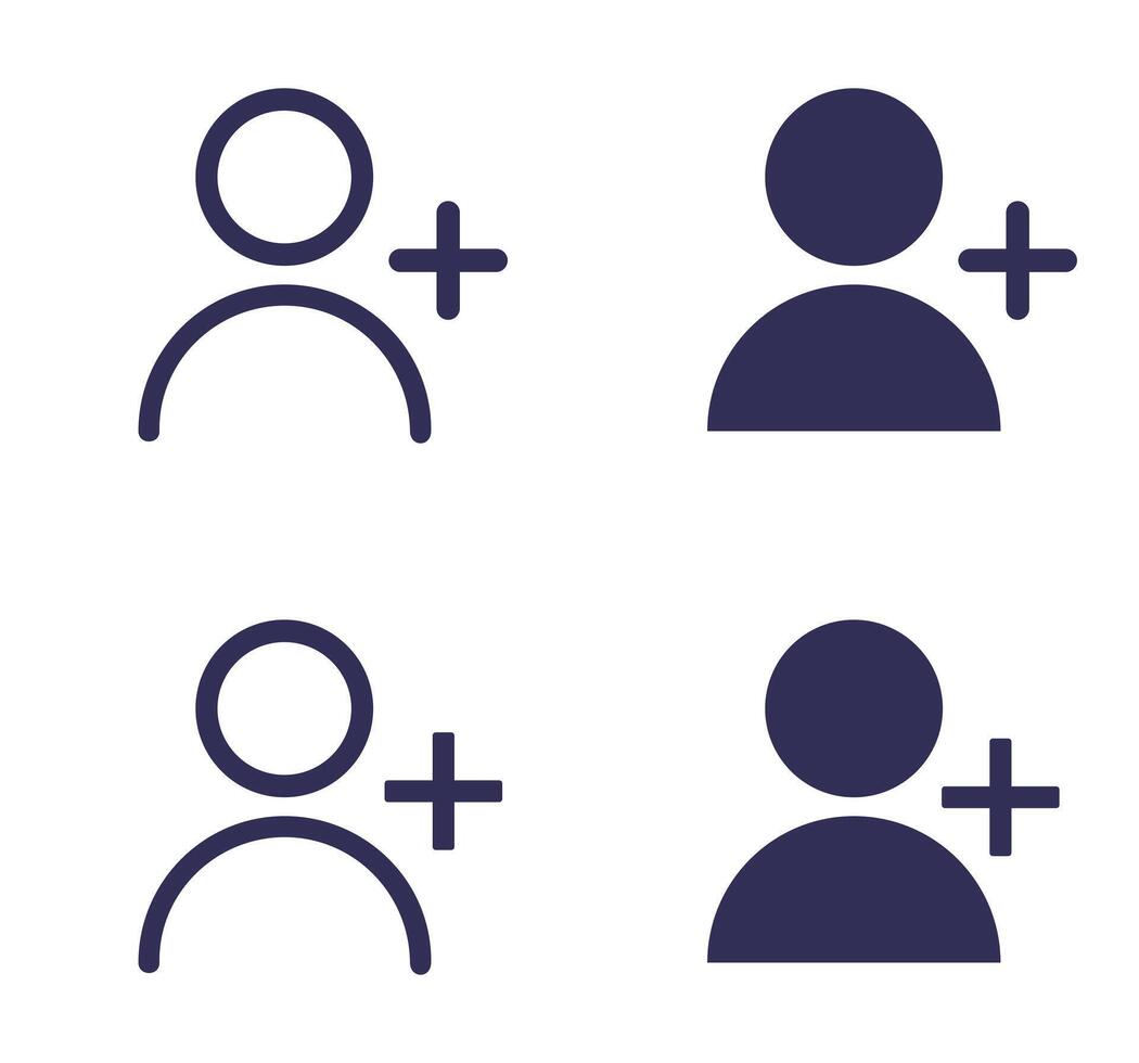 Set of Add user icon on white background. vector