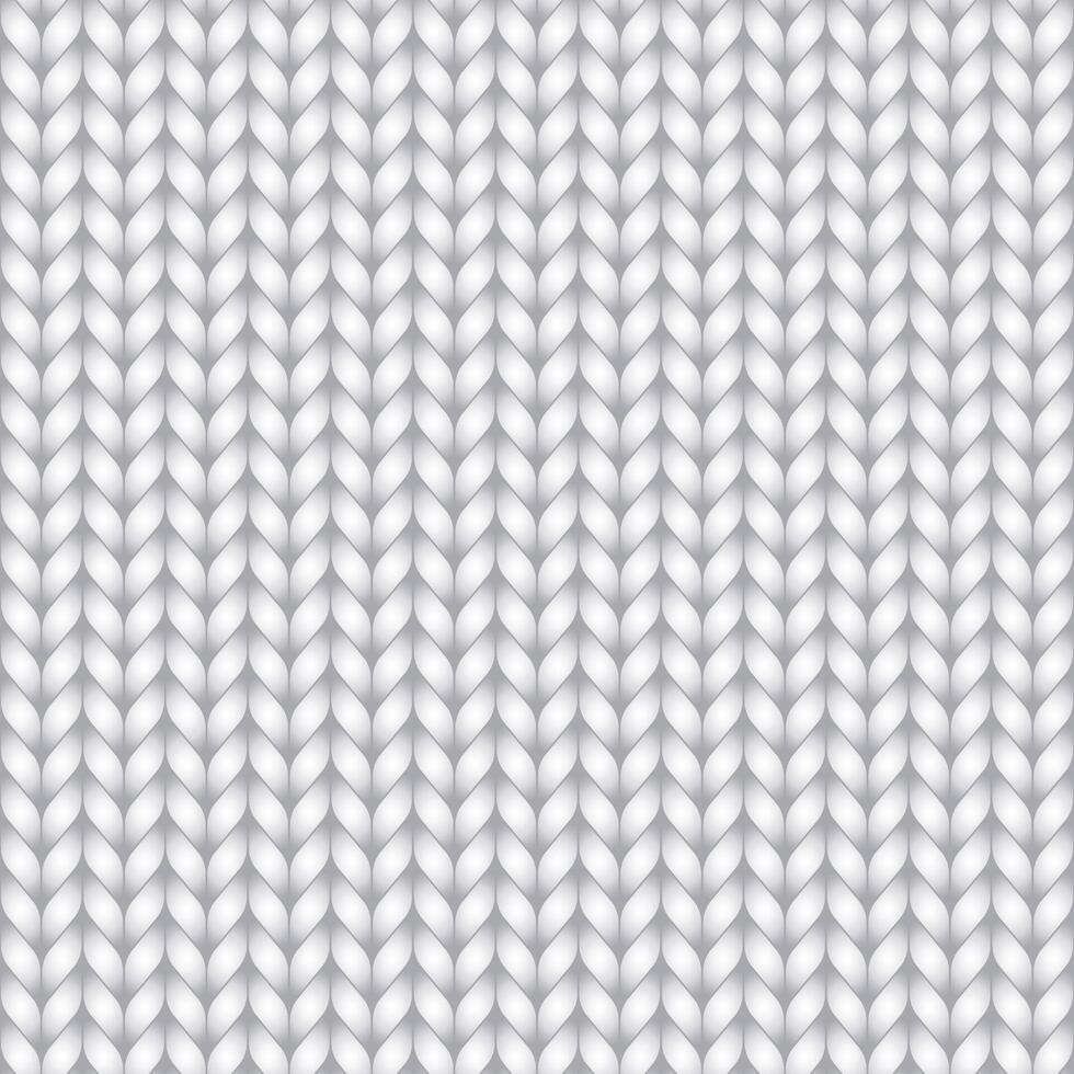 White wool knit texture seamless pattern. Wool fabric, knitted realistic texture. Cozy wool sweater backdrop. Realistic seamless pattern of knitted texture in white tones. Ideal for winter designs. vector