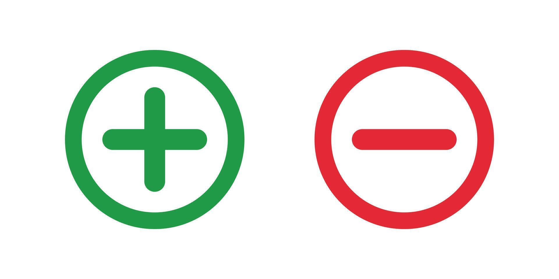 Plus and minus circle outline icon, representing addition, subtraction, and mathematical operations vector