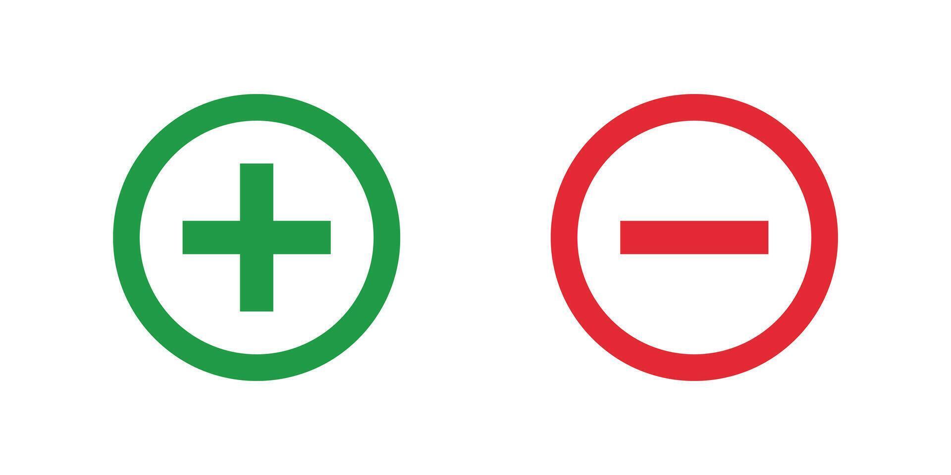 Plus and minus icons, representing addition, subtraction, and mathematical operations vector