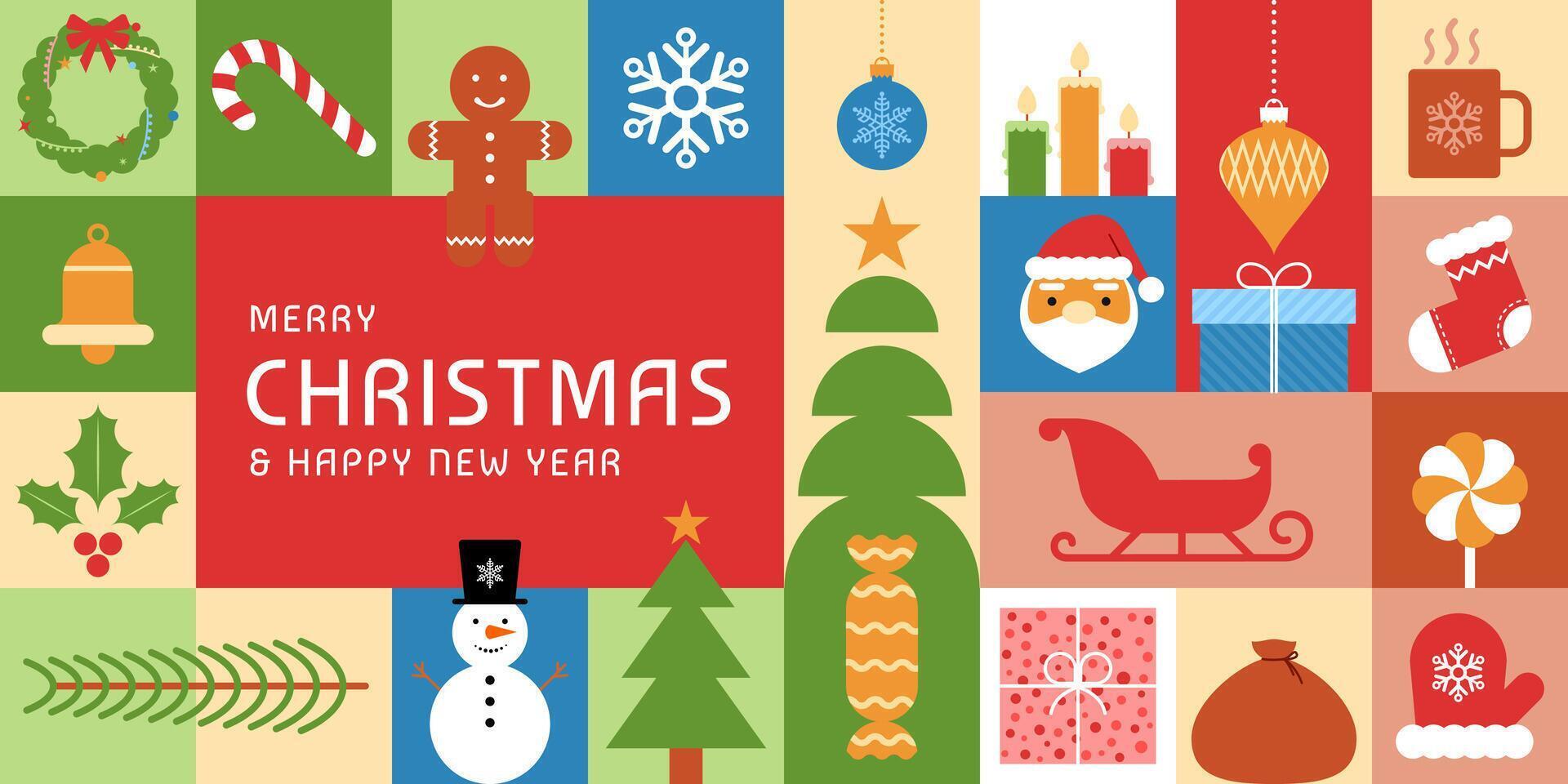 merry christmas and happy new year abstract geometric banner background vector