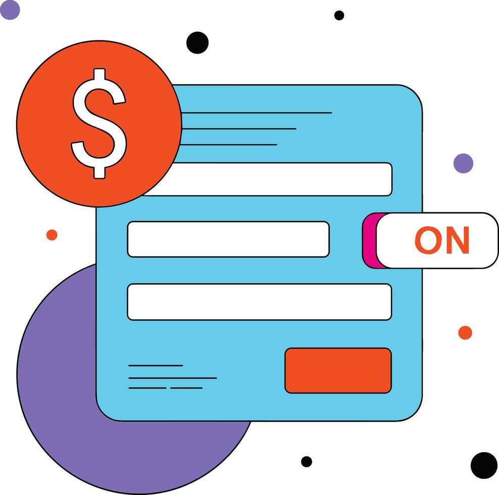 Orange dollar sign on blue form with on button abstract background vector