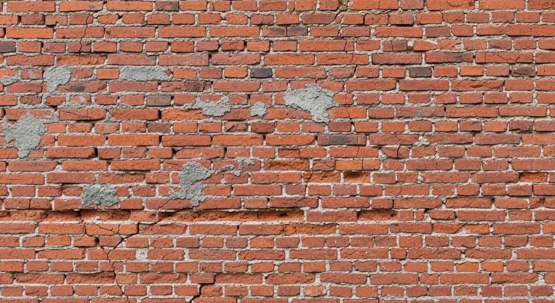 Textured old red brick wall surface with weathered mortar and subtle cracks offering a rustic backdrop for design projects photo