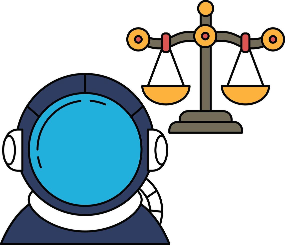 A man in a spacesuit is standing in front of a scale vector