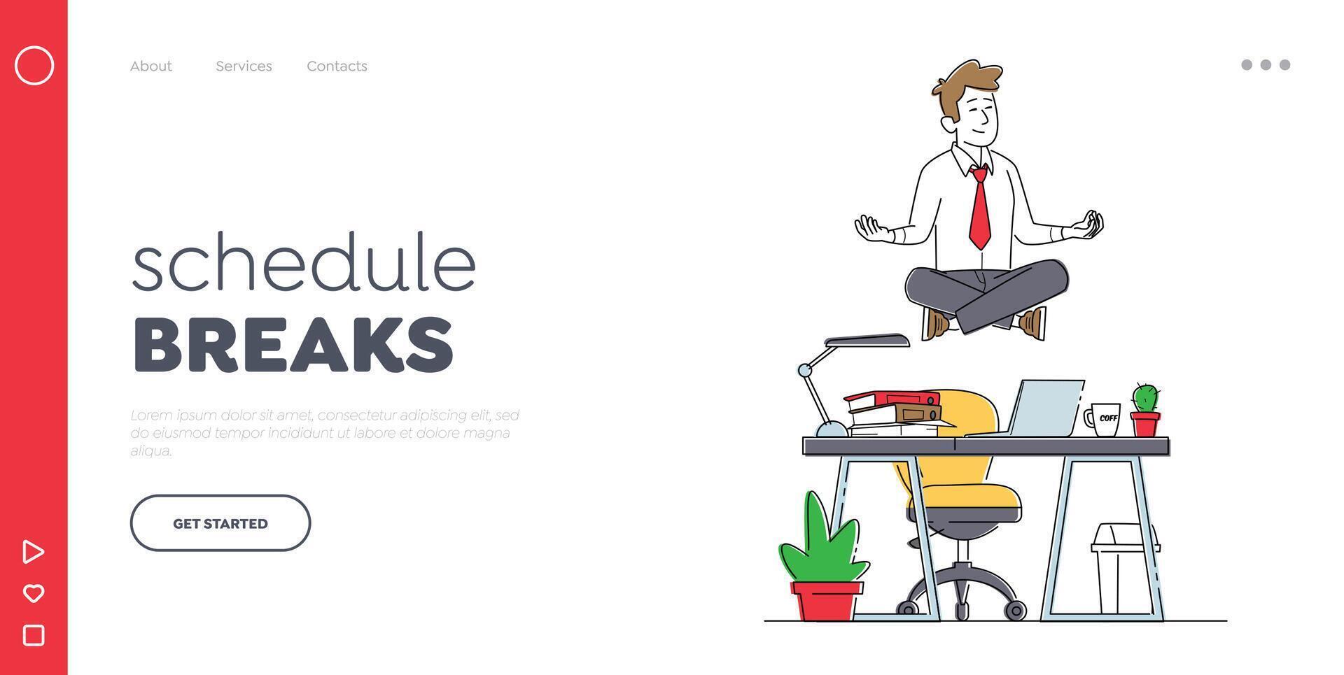 Professional meditating at a desk vector