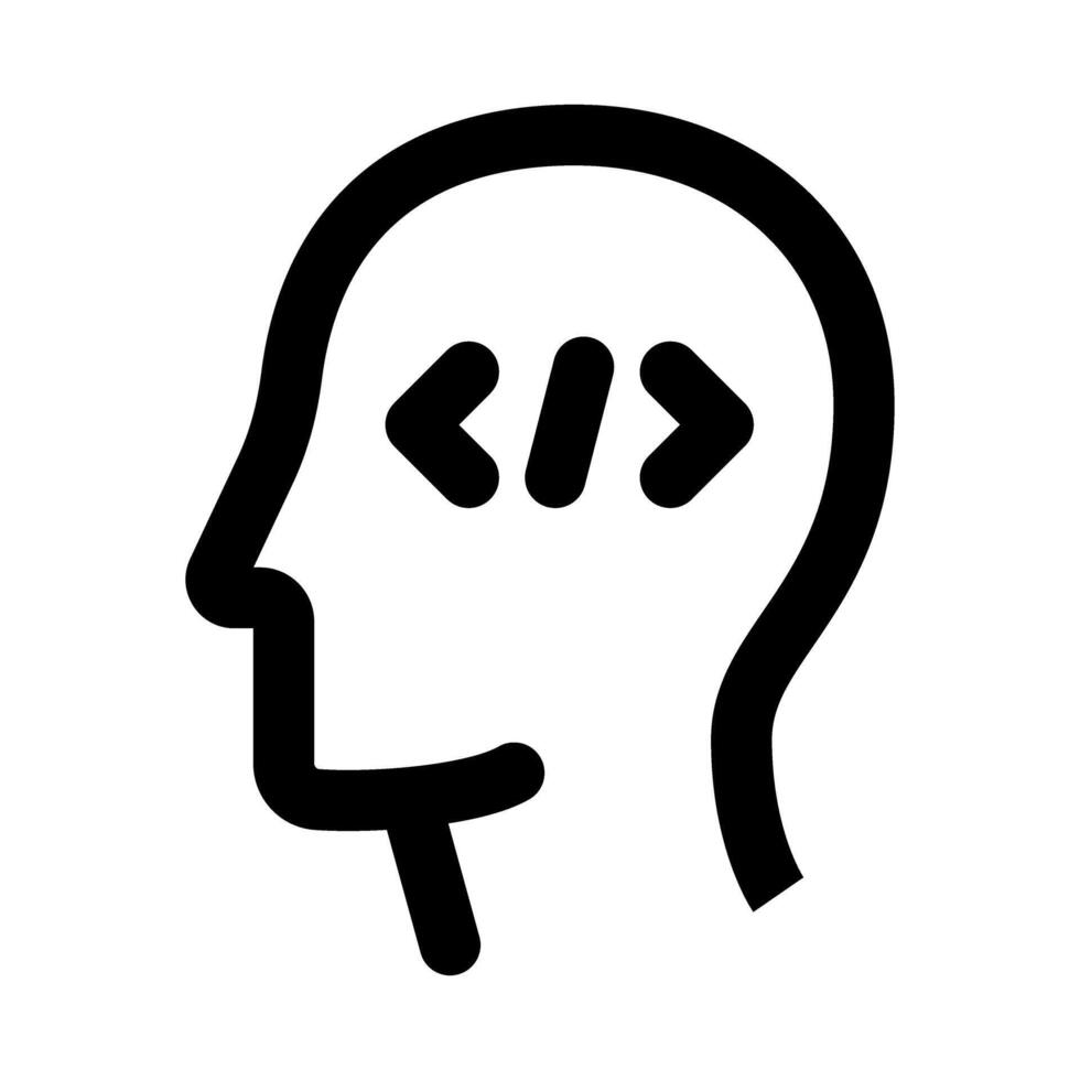 desarrollador profesional línea icono. moderno ilustración representando software ingeniería, codificación flujo de trabajo, y programación pericia. vector