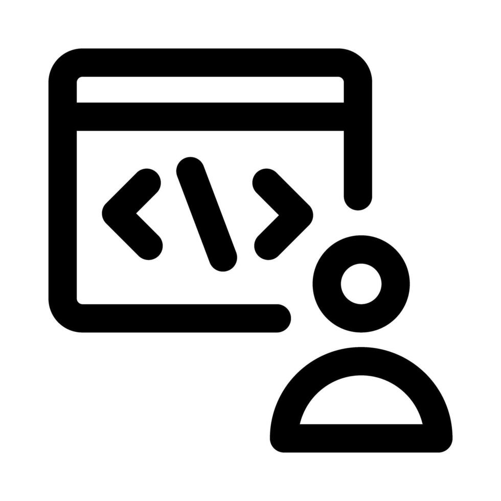 desarrollador profesional línea icono. moderno mínimo ilustración representando software ingeniería, codificación flujo de trabajo, y programación pericia. vector