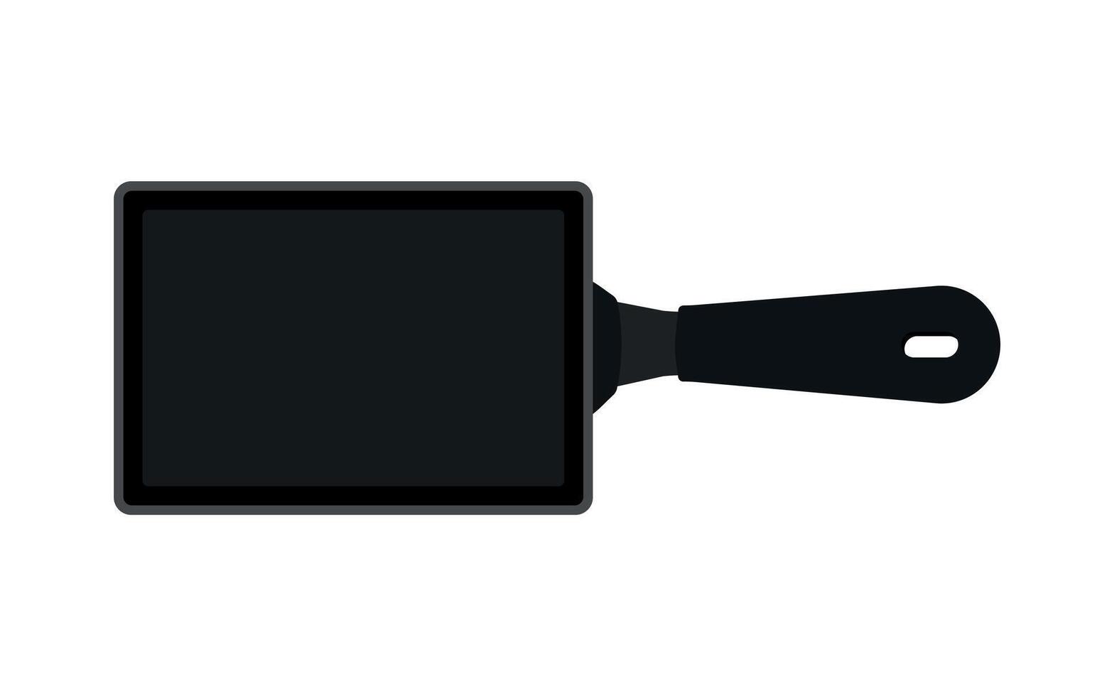 Rectangular Frying Pan with Handle in Top View for Kitchen Utensil Icon Illustration vector