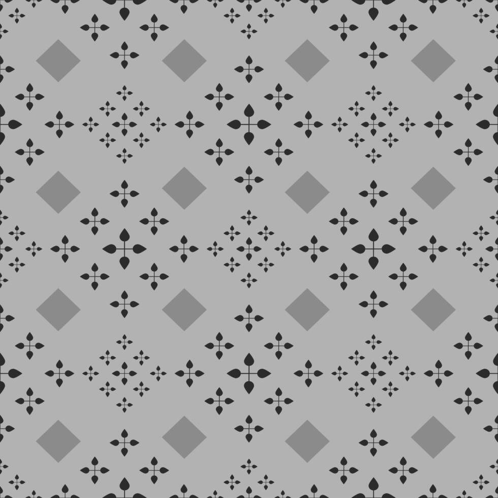 Geometric seamless pattern with a light gray background featuring a repeating design of small diamond shapes and floral-like elements. vector