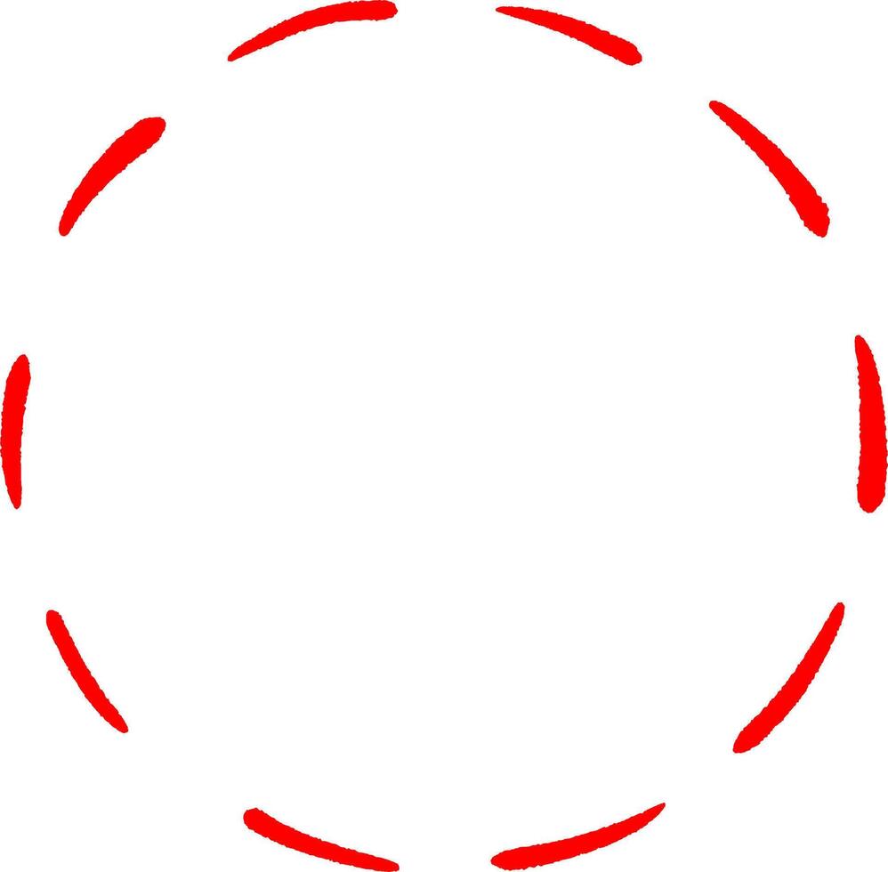 Circular Round Frames with Red Lines, Hand-Drawn Geometric Outline Design vector